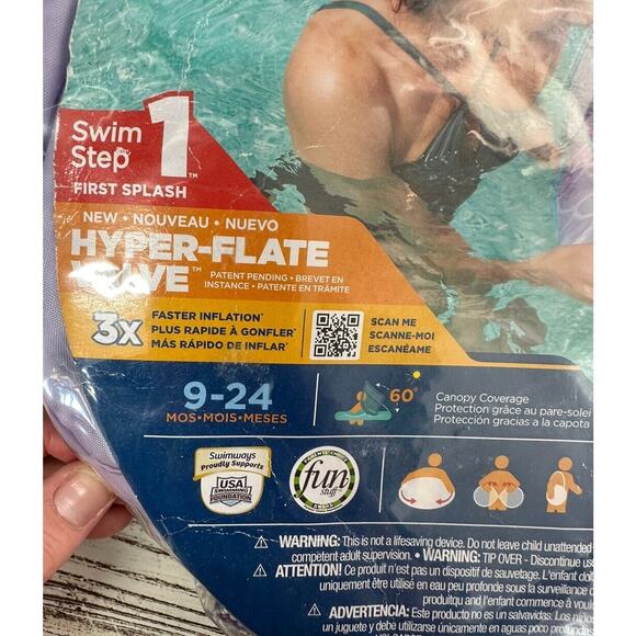 Swimways Sun Canopy Spring Float Swim Step 1 with Hyper Flate‎ Valve Purple Teal - Picture 3 of 7